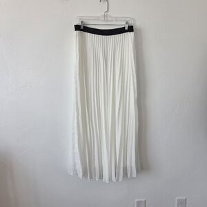 WD•NY White Pleated Maxi Skirt Modest Formal Classy Black Tie Church Retro XL